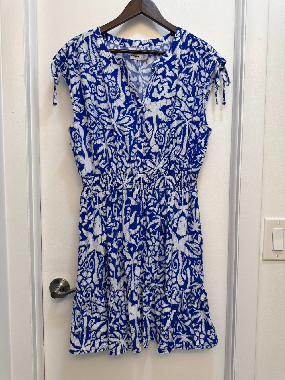 Sonoma Blue and White Patterned Midi Dress